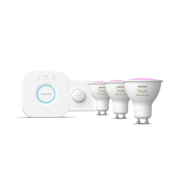 Philips Hue GU10 Starter Kit | Smart RBGW Spotlights | Hue Bridge & Smart Button